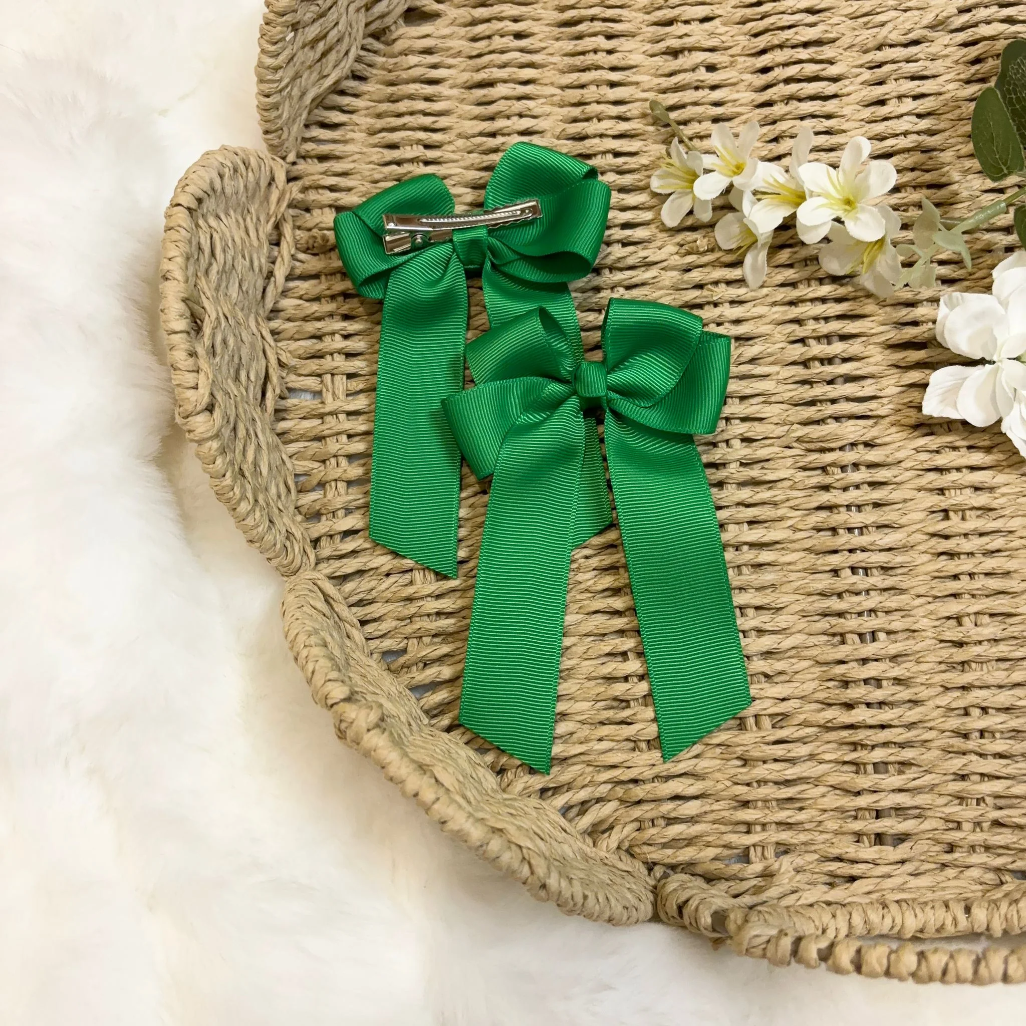 4’’ HAIR BOW - EMERALD - Image 2
