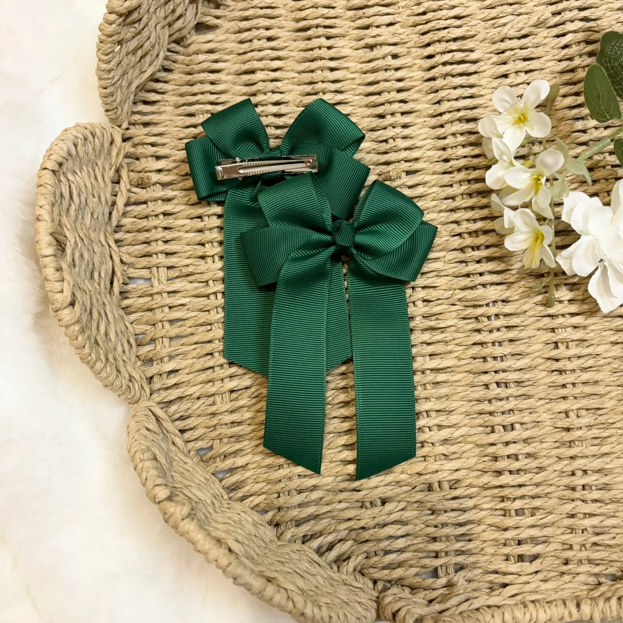 4’’ HAIR BOW - FOREST GREEN - Image 2