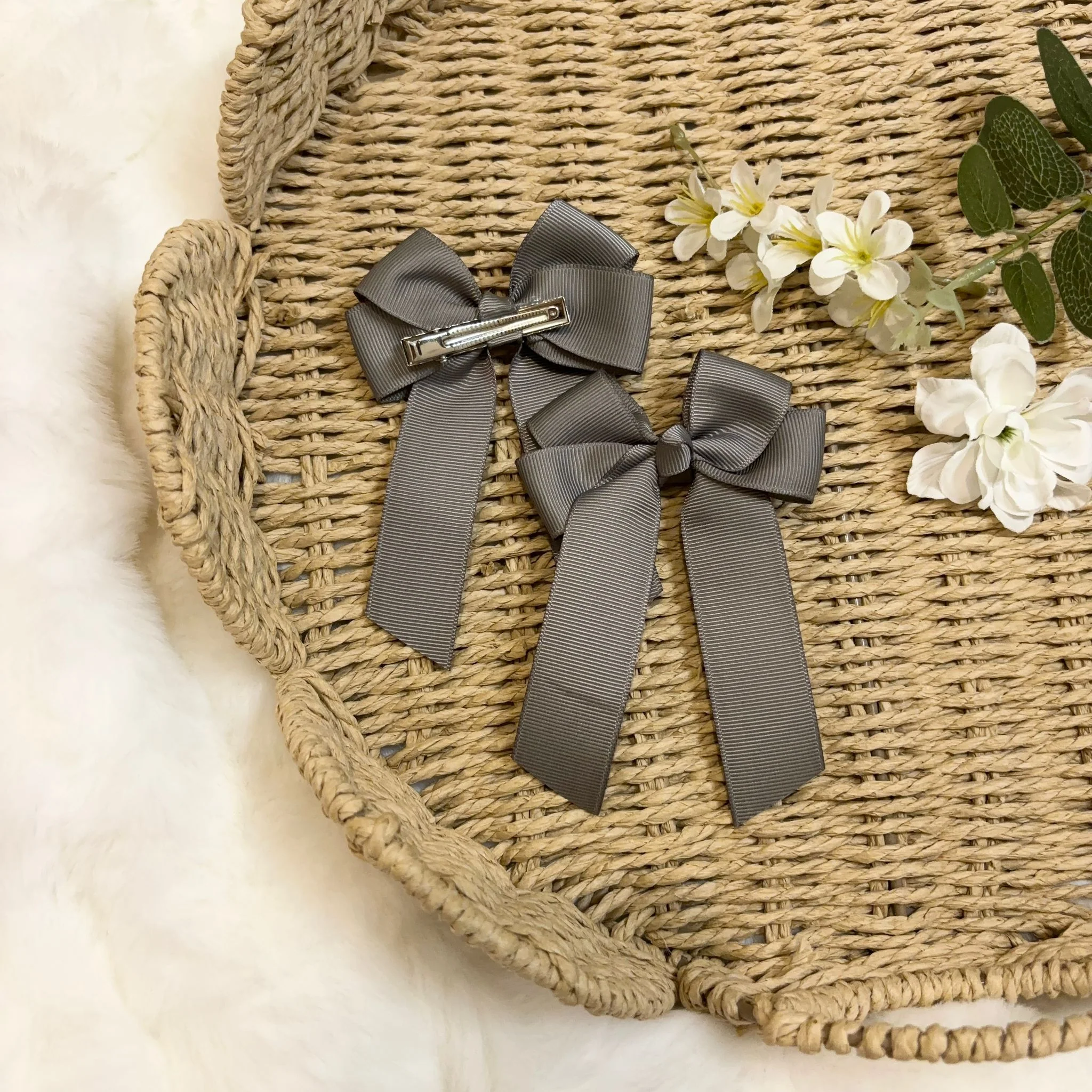4’’ HAIR BOW - METAL GREY - Image 2