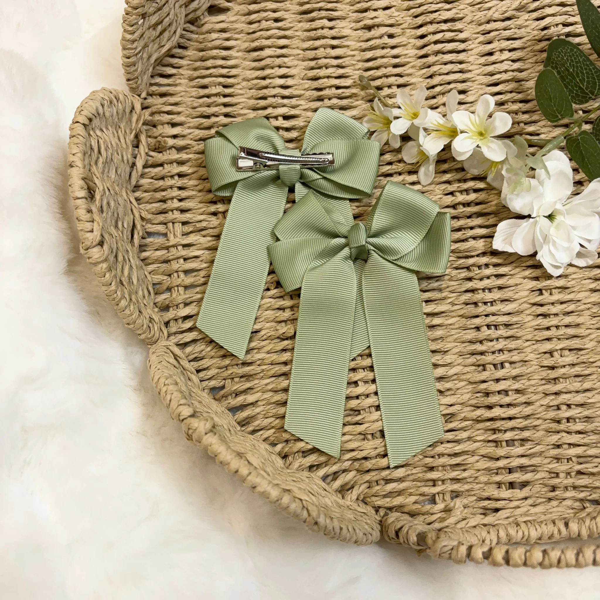 4’’ HAIR BOW - SPRING MOSS - Image 2