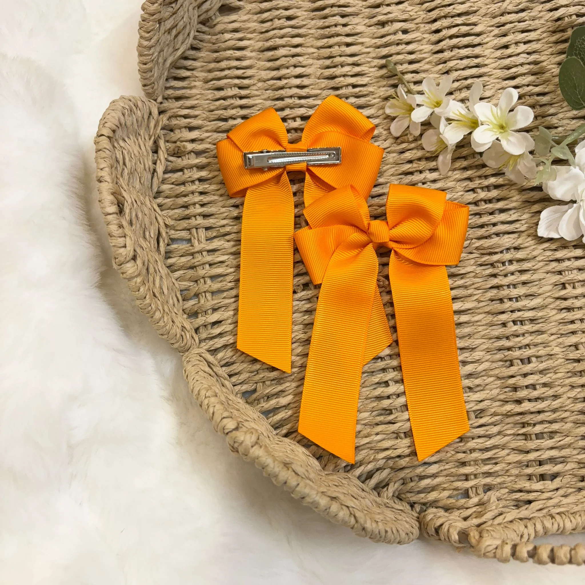 4’’ HAIR BOW - TANGERINE - Image 2