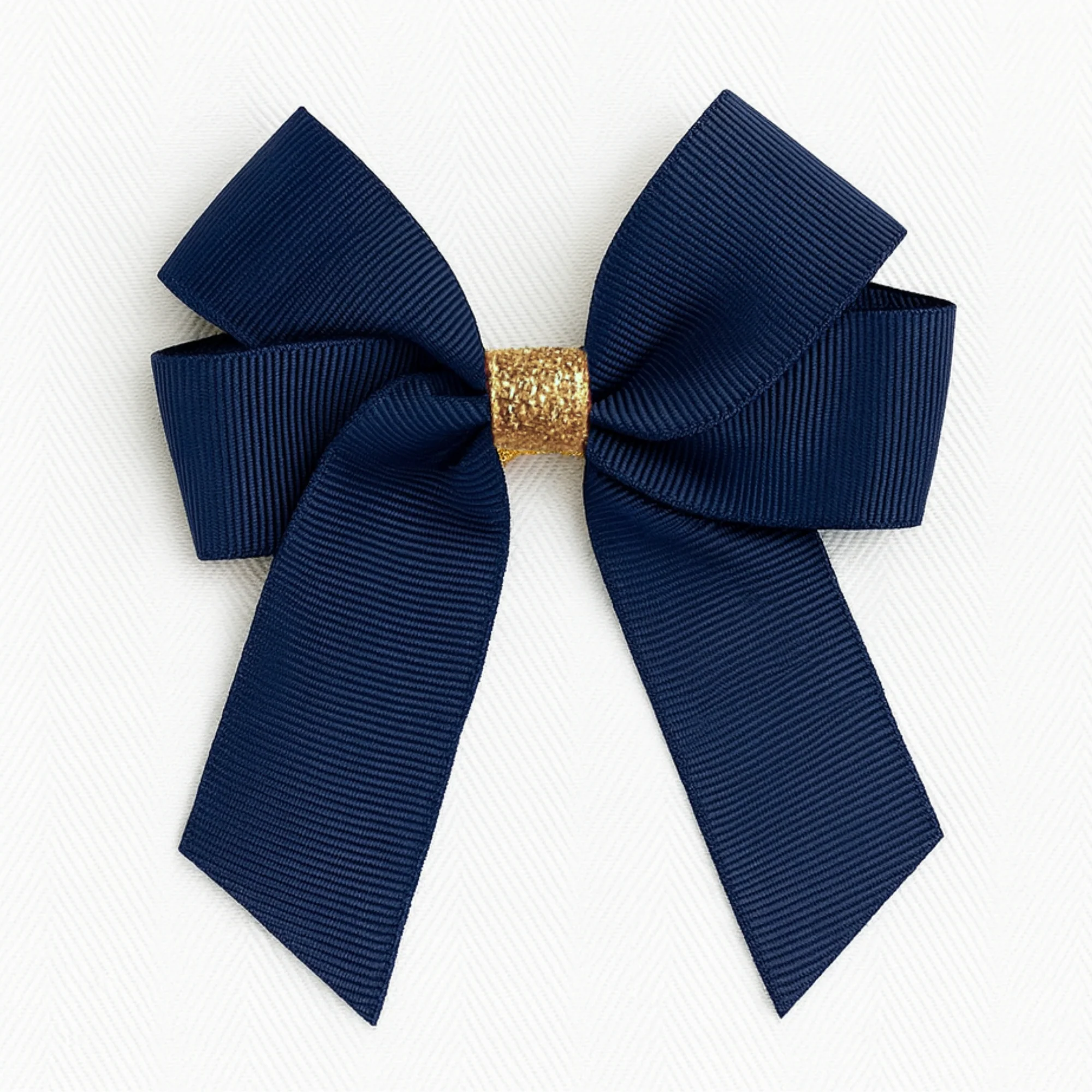 4'' HAIR BOW (GLITTERY CENTRE) - NAVY x GOLD
