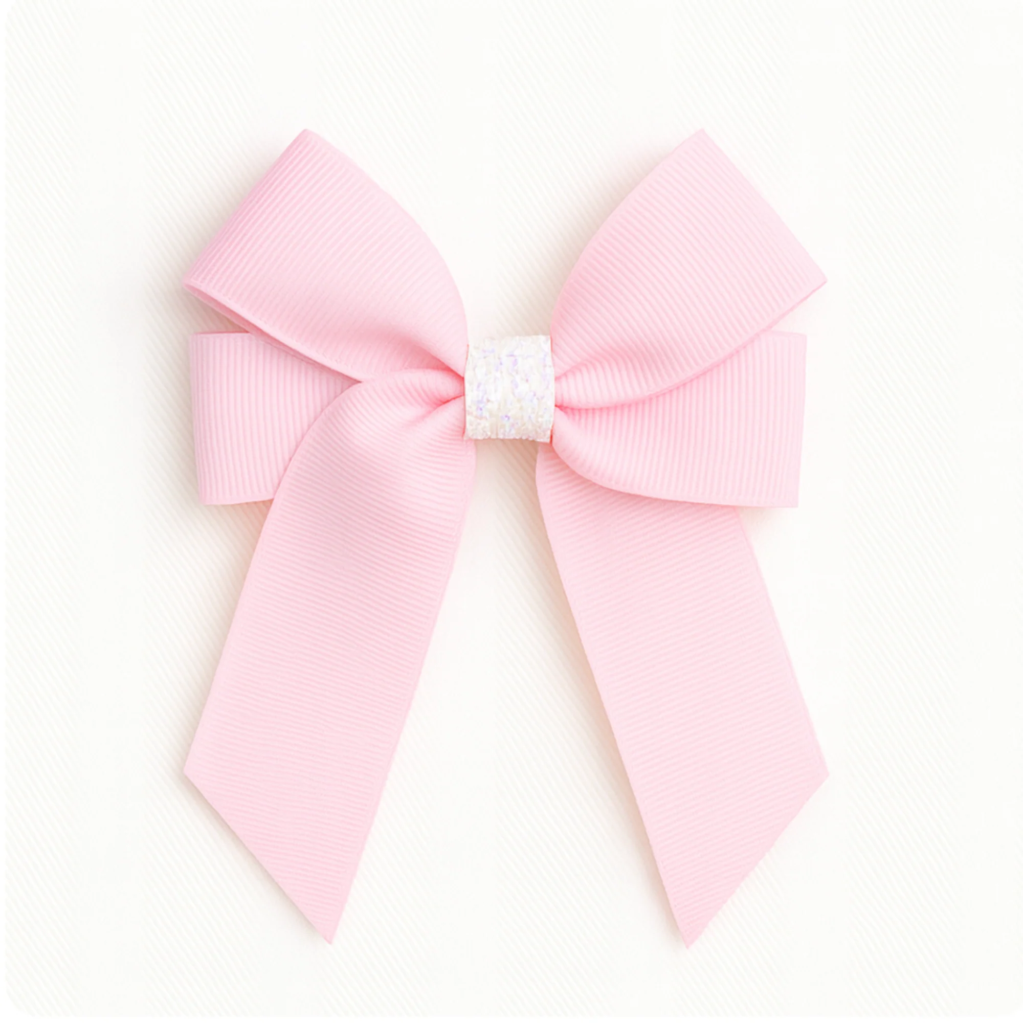 4'' HAIR BOW (GLITTERY CENTRE) - PINK x IRIDESCENT