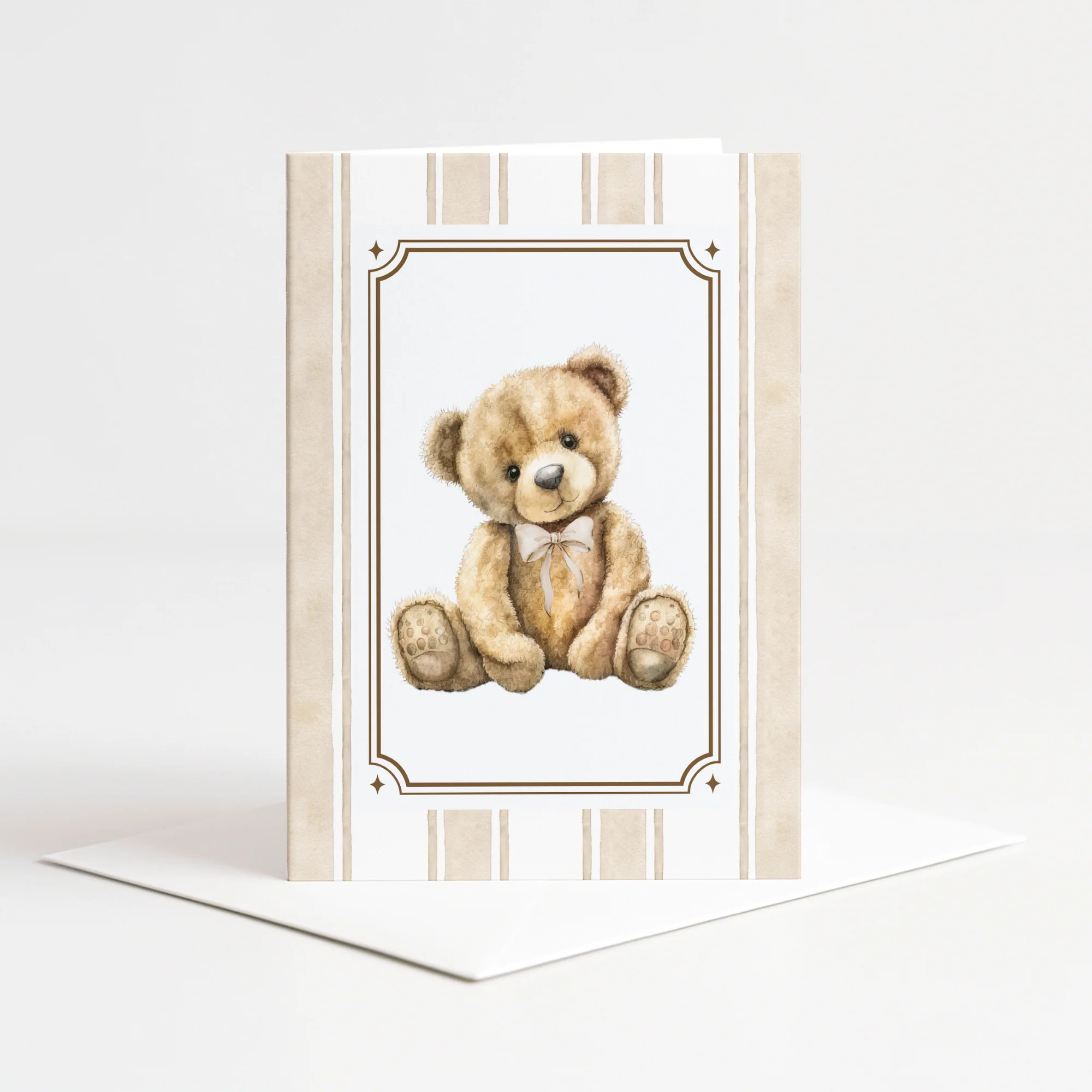 A5 GREETINGS CARD - SIGNATURE TEDDY - NEUTRAL