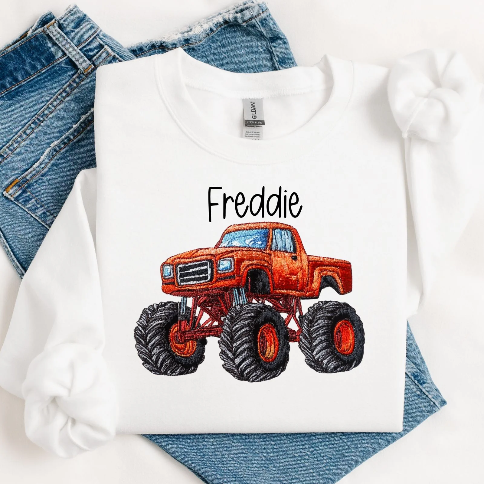 DTF TRANSFER - EMBROIDERY STYLE - MONSTER TRUCK