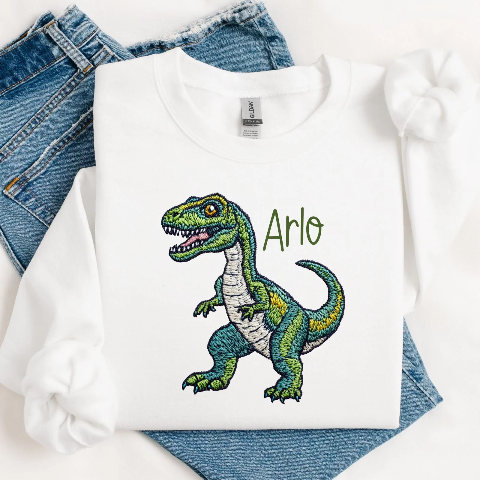 DTF TRANSFER - EMBROIDERY STYLE - DINO