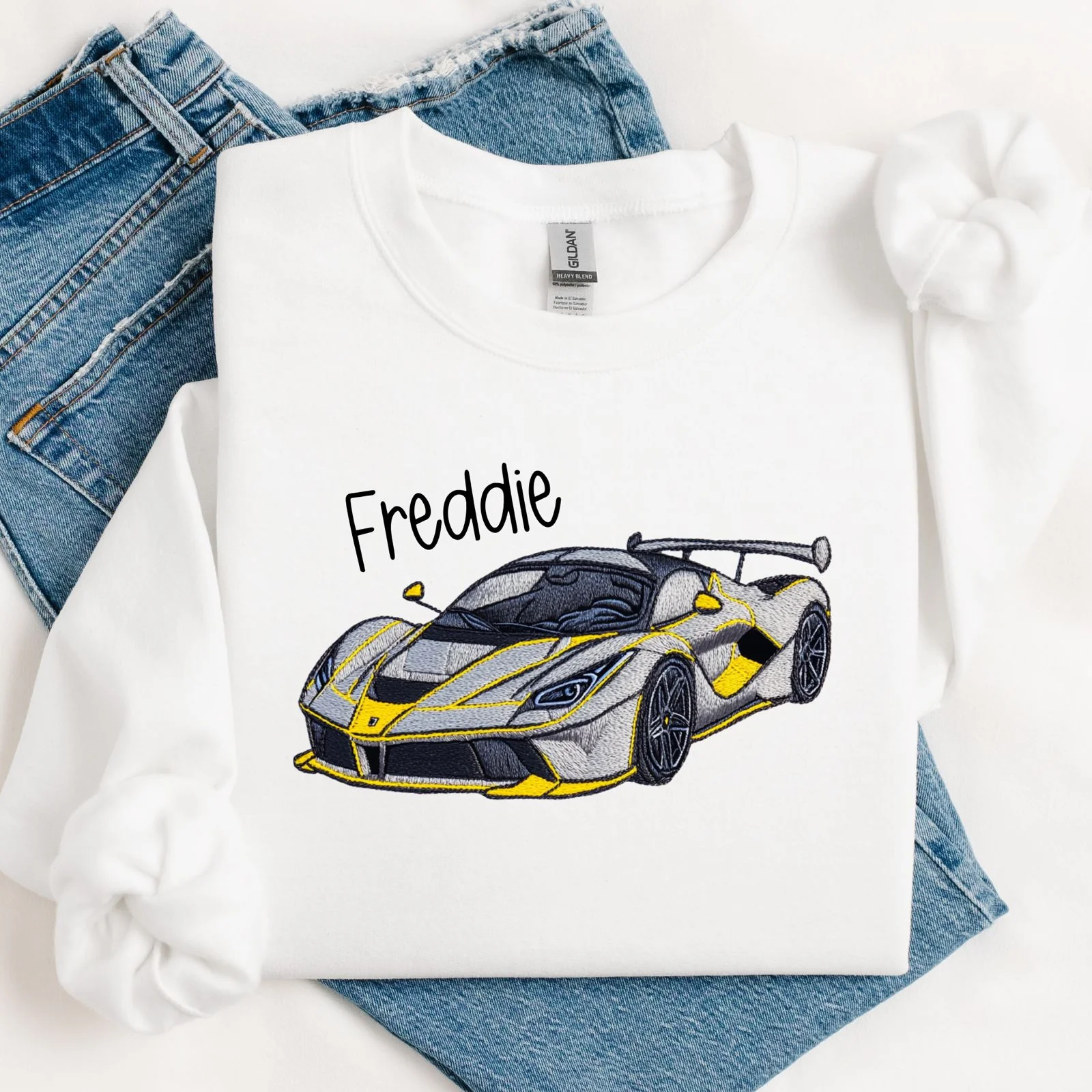 DTF TRANSFER - EMBROIDERY STYLE - SUPER CAR