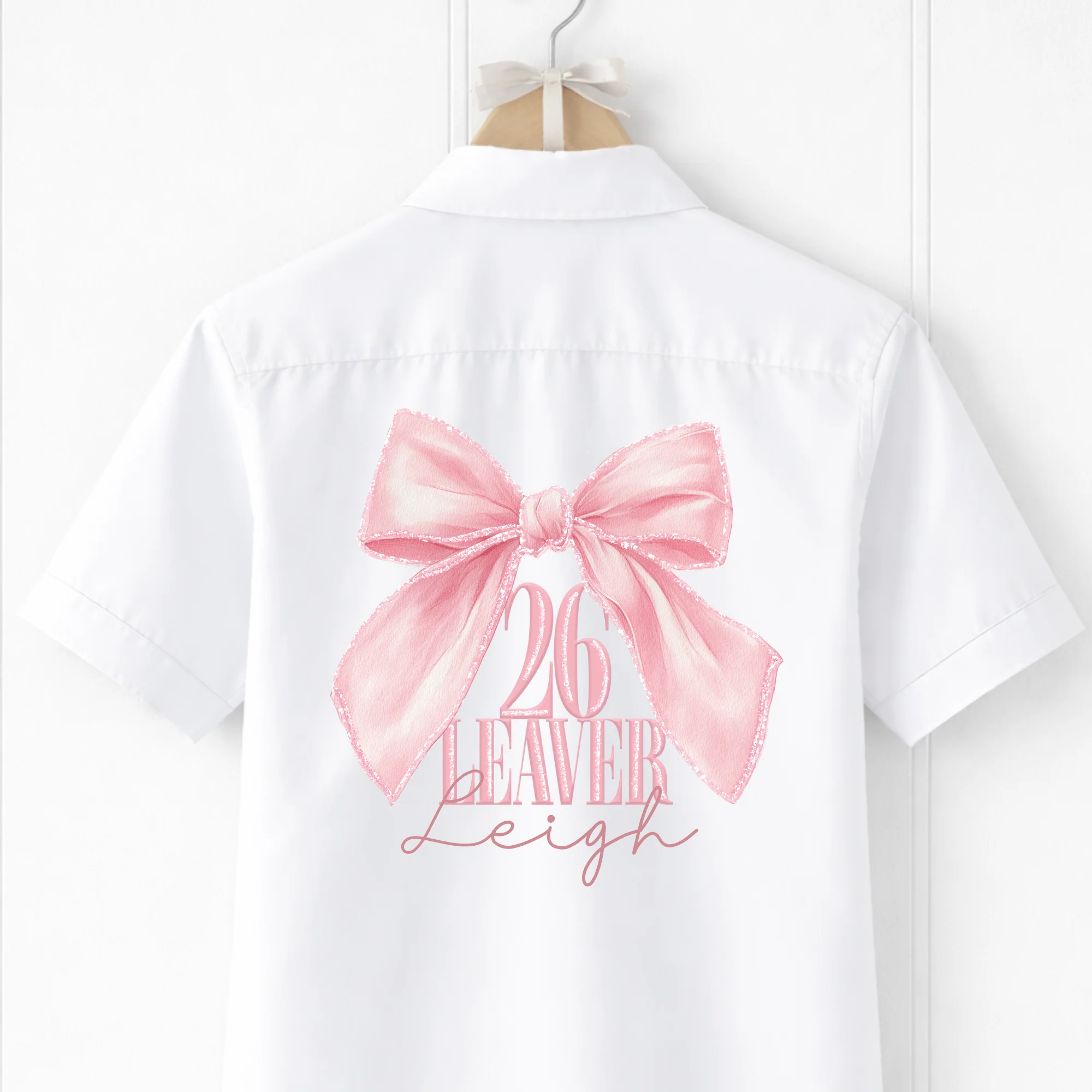 CUSTOM DTF - LEAVERS 2026 - GLITTER BOW - PINK
