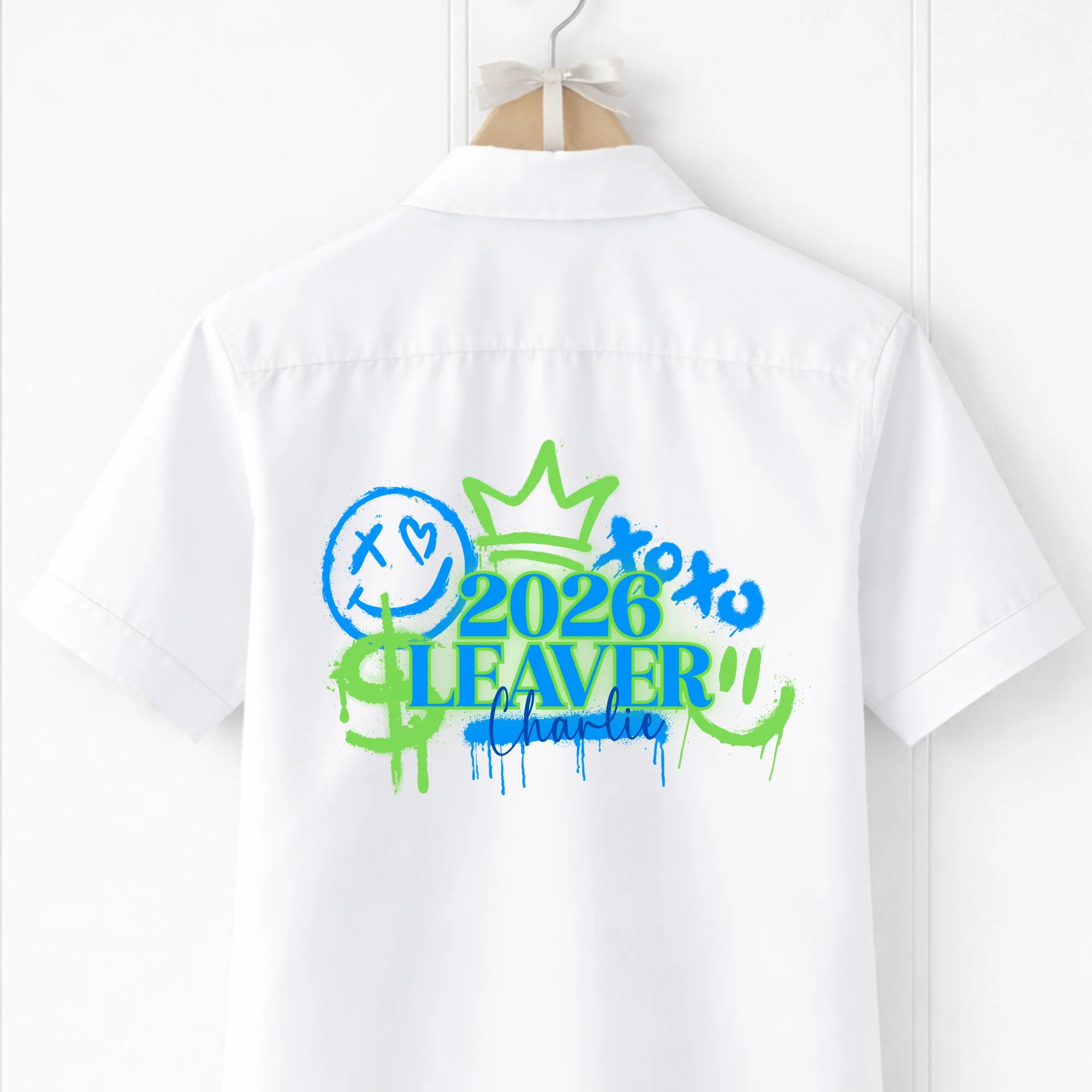 CUSTOM DTF - LEAVERS 2026 - GRAFFITI - BLUE X GREEN