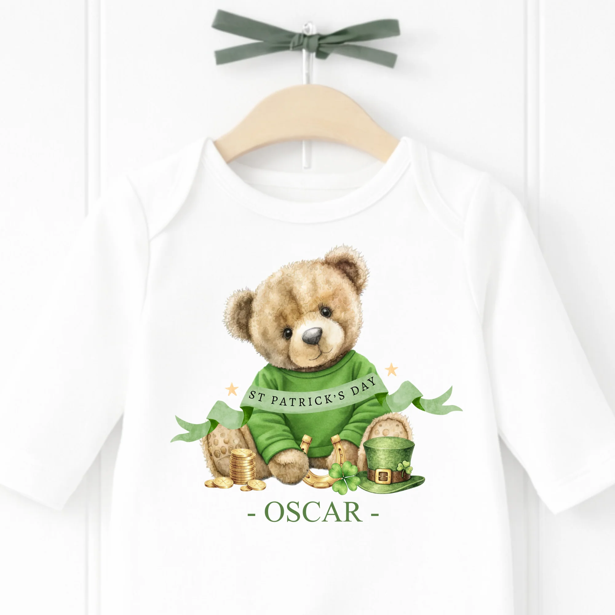 CUSTOM DTF TRANSFER - ST PATRICK'S DAY - LITTLE BEAR - WITHOUT BOW