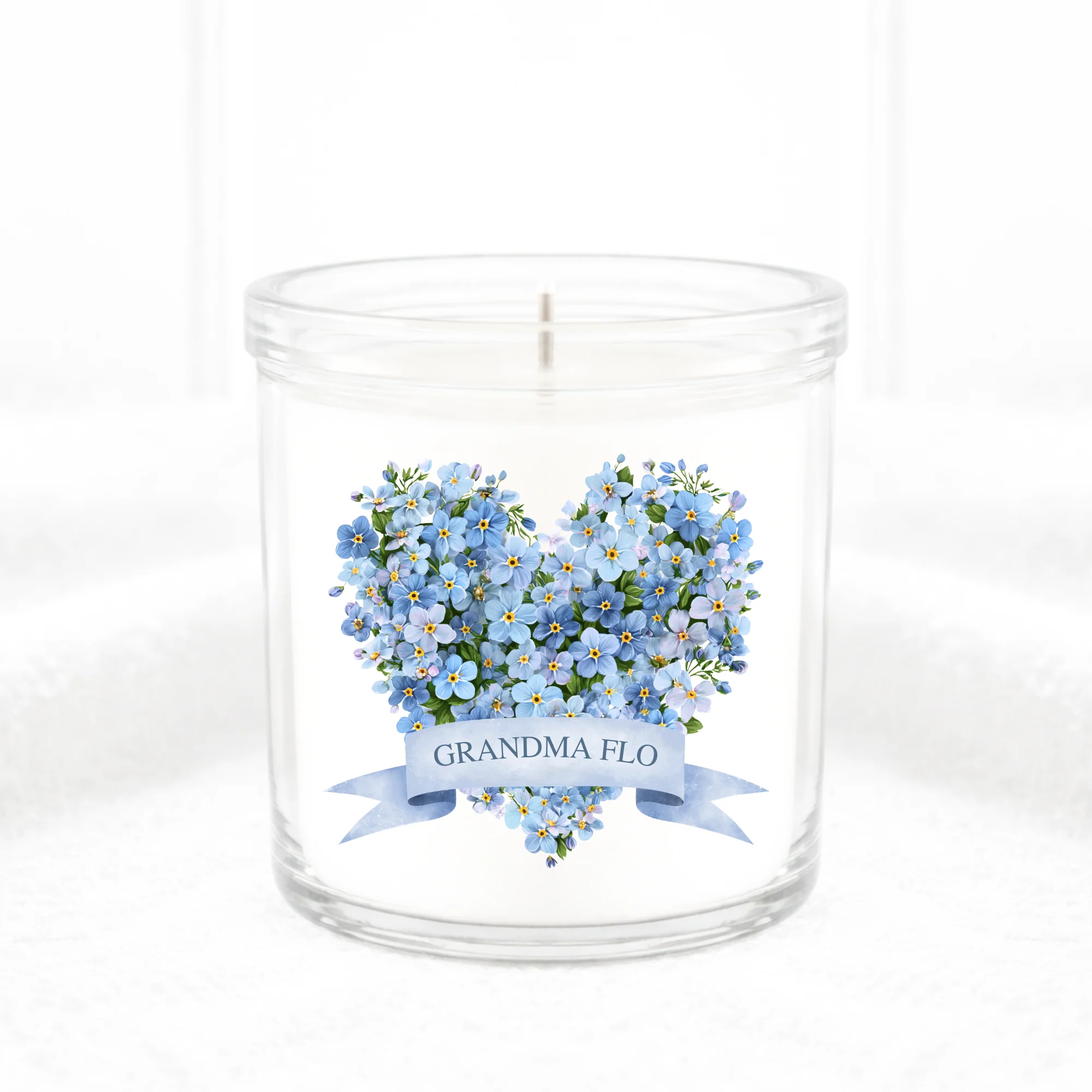 CUSTOM UV-DTF DECAL - FORGET ME NOT (CANDLE/PLANT POT)