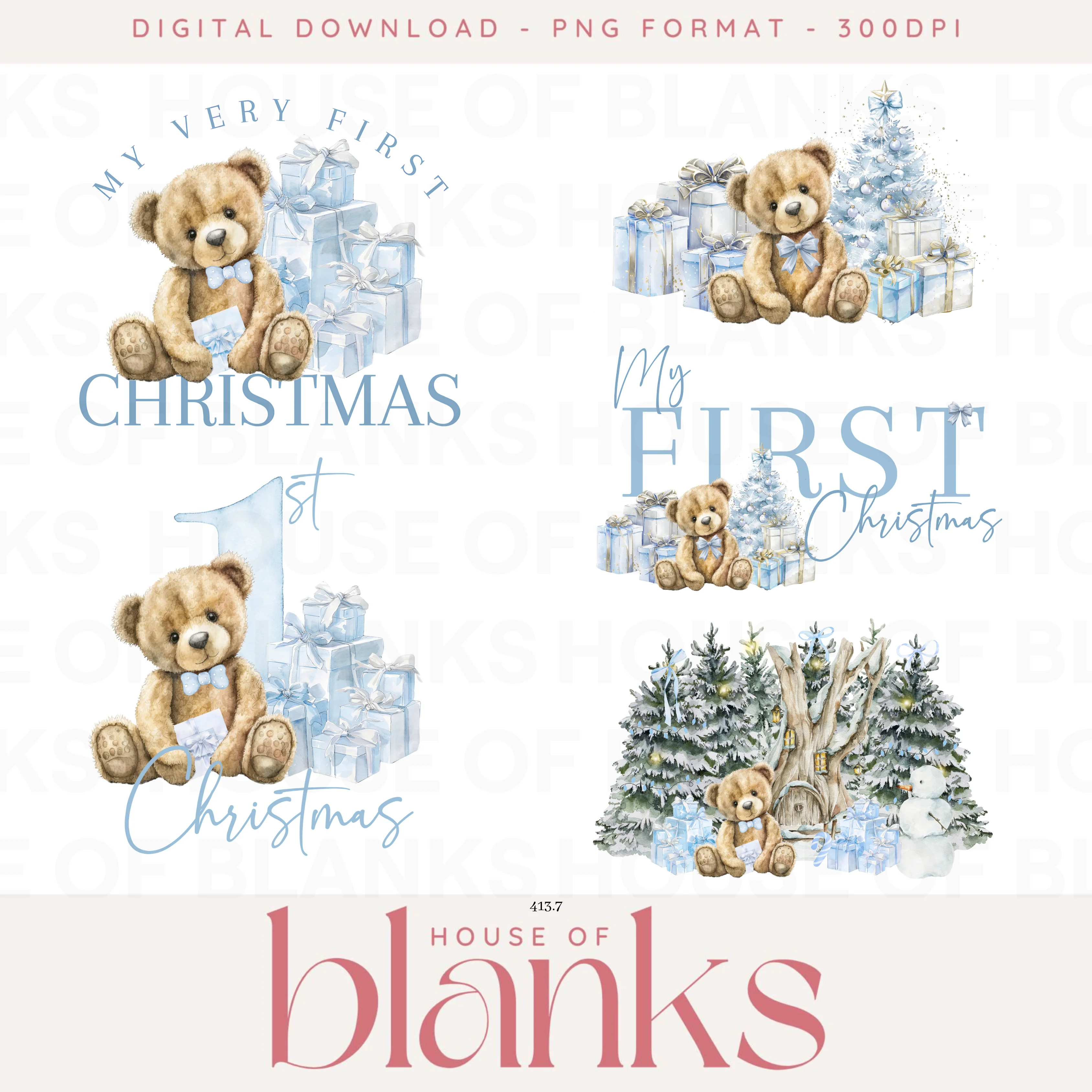DIGITAL DOWNLOAD: BLUE CHRISTMAS BEAR BUNDLE