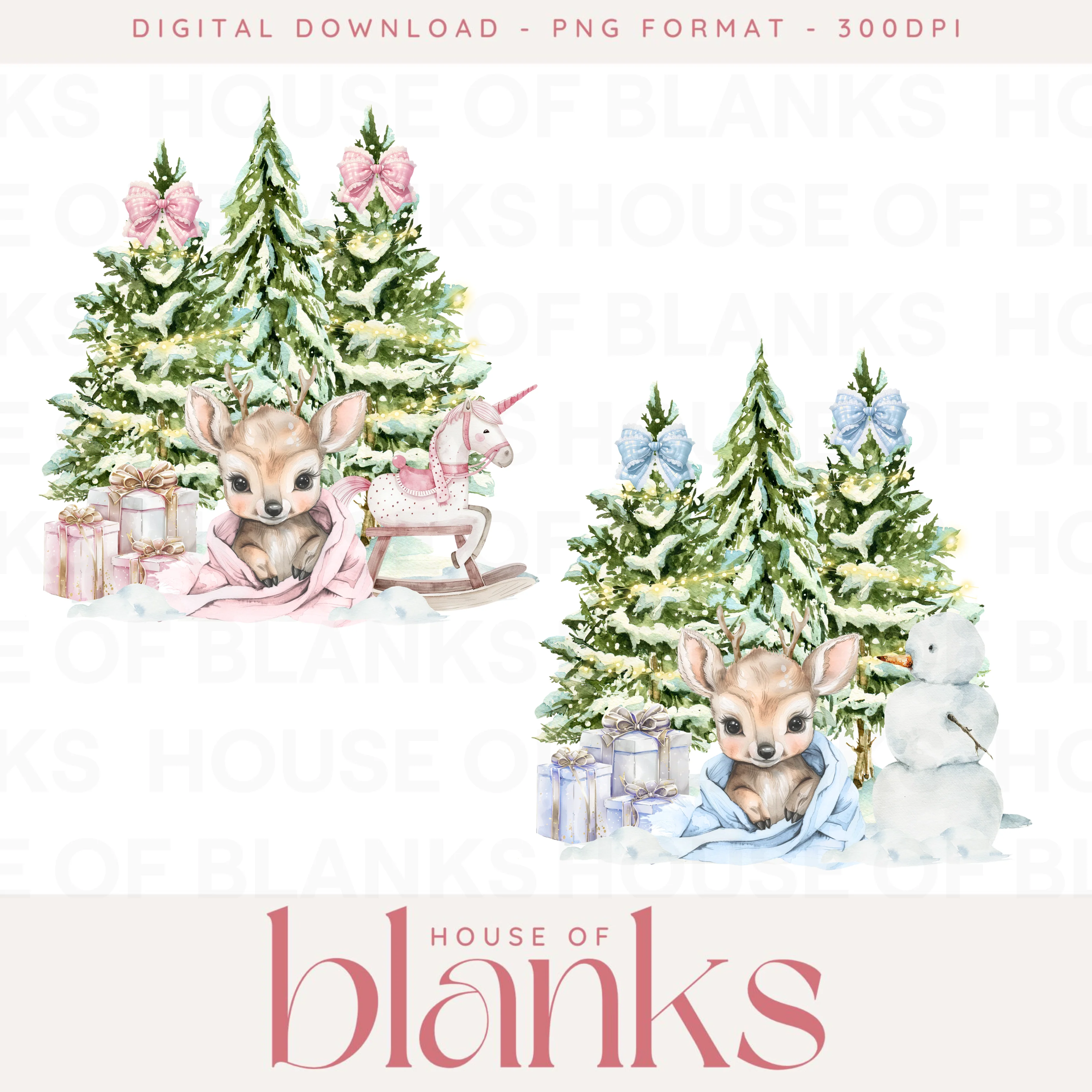 DIGITAL DOWNLOAD: BLUE & PINK DEER