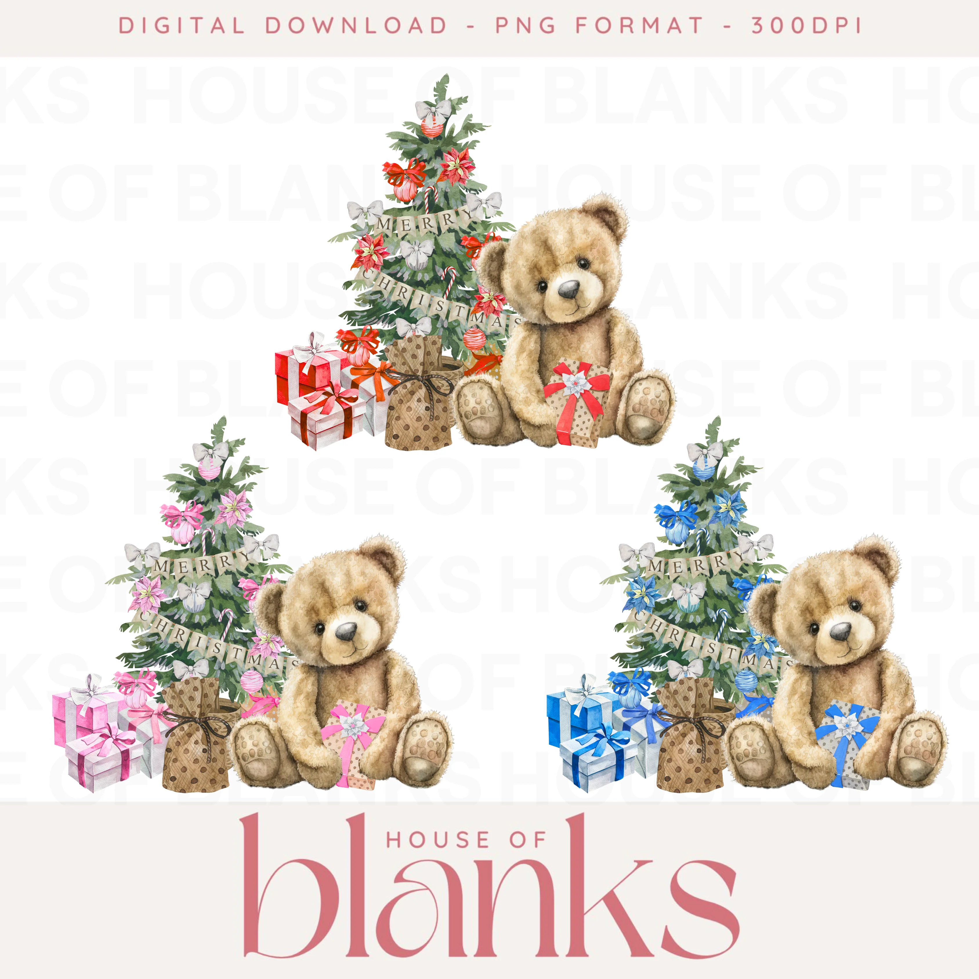 DIGITAL DOWNLOAD: CHRISTMAS BEARS WITH TREE