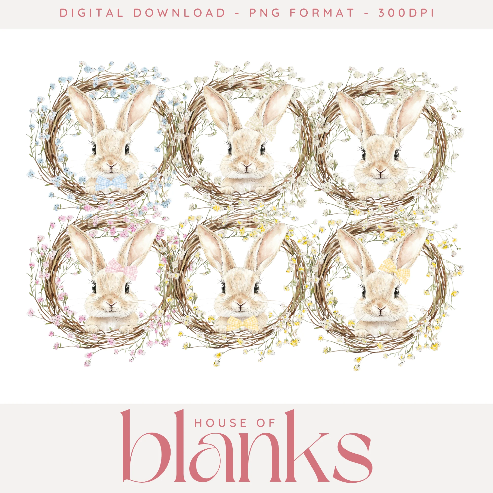 DIGITAL DOWNLOAD: DELICATE BUNNY WREATHS