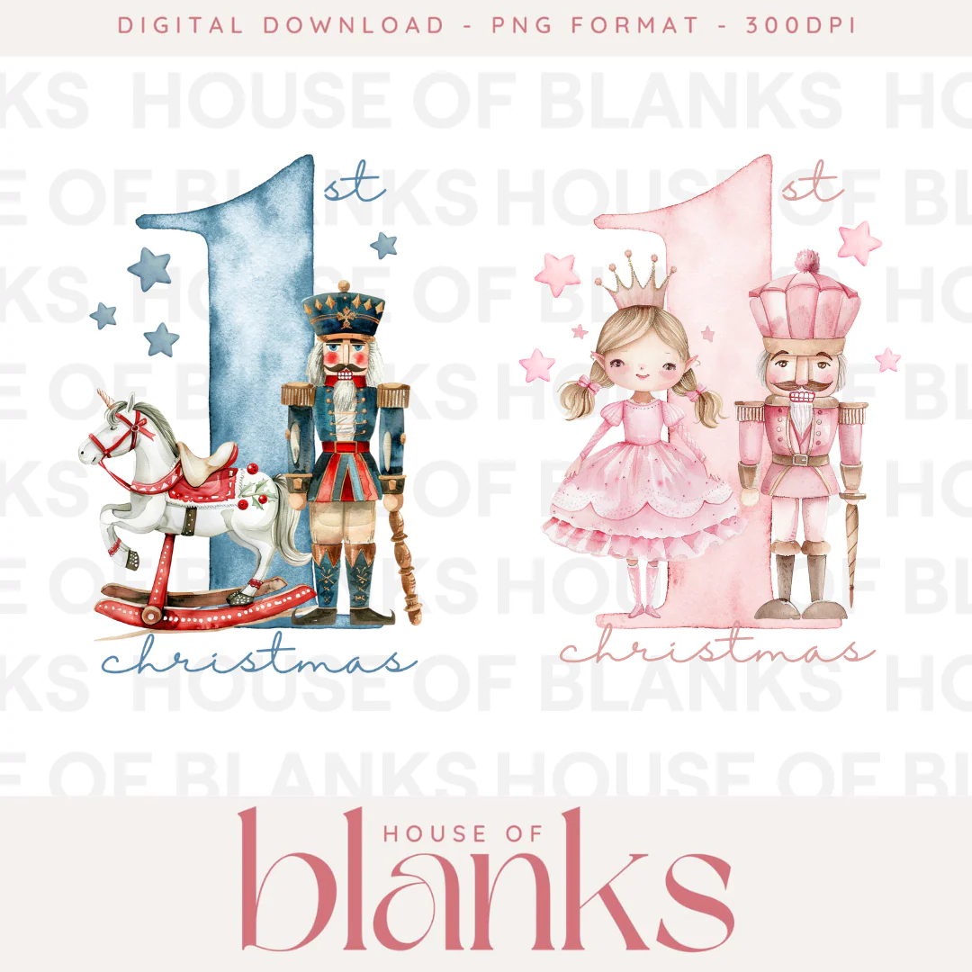 DIGITAL DOWNLOAD: PINK & BLUE 1ST CHRISTMAS NUTCRACKER