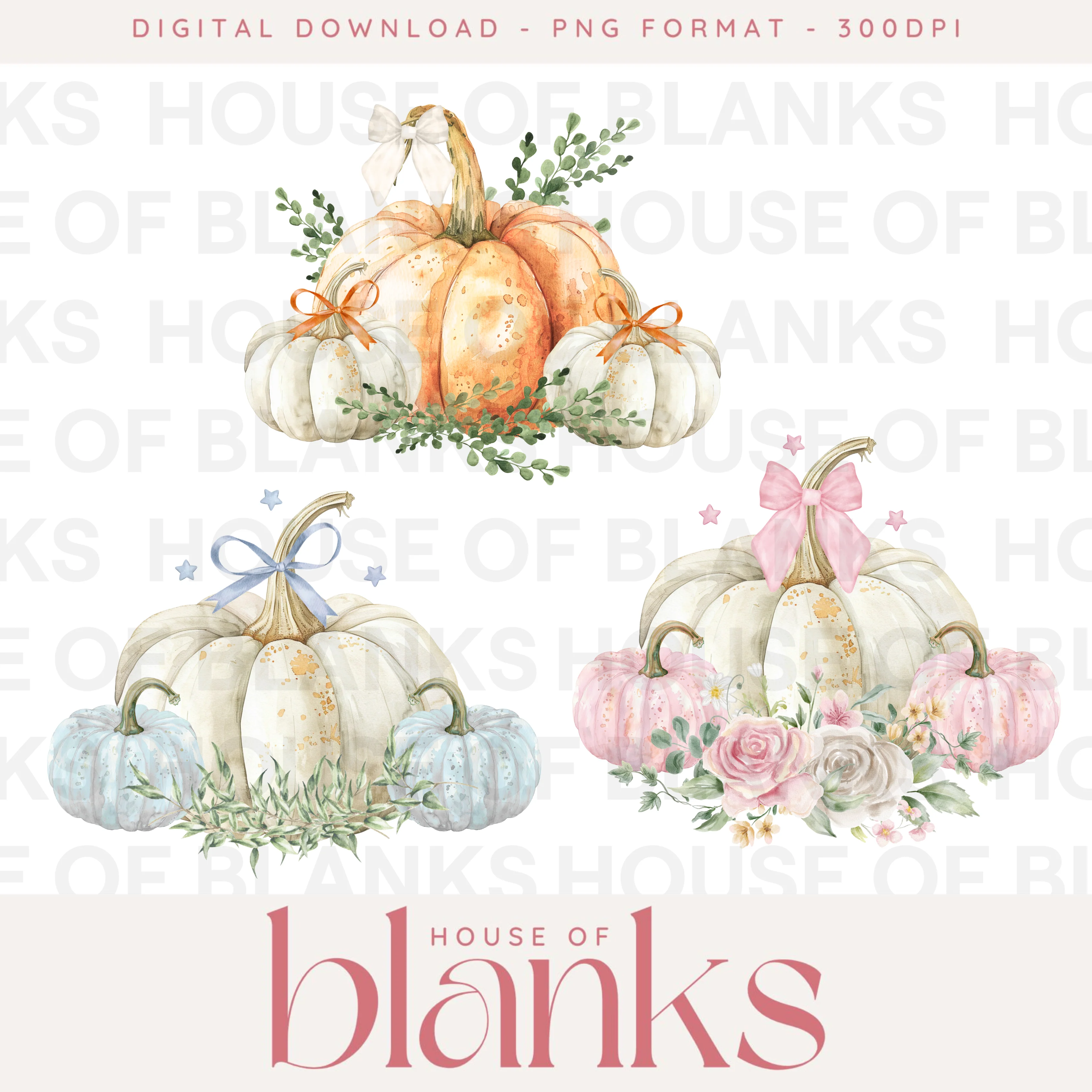 DIGITAL DOWNLOAD: PINK, BLUE & ORANGE PUMPKINS
