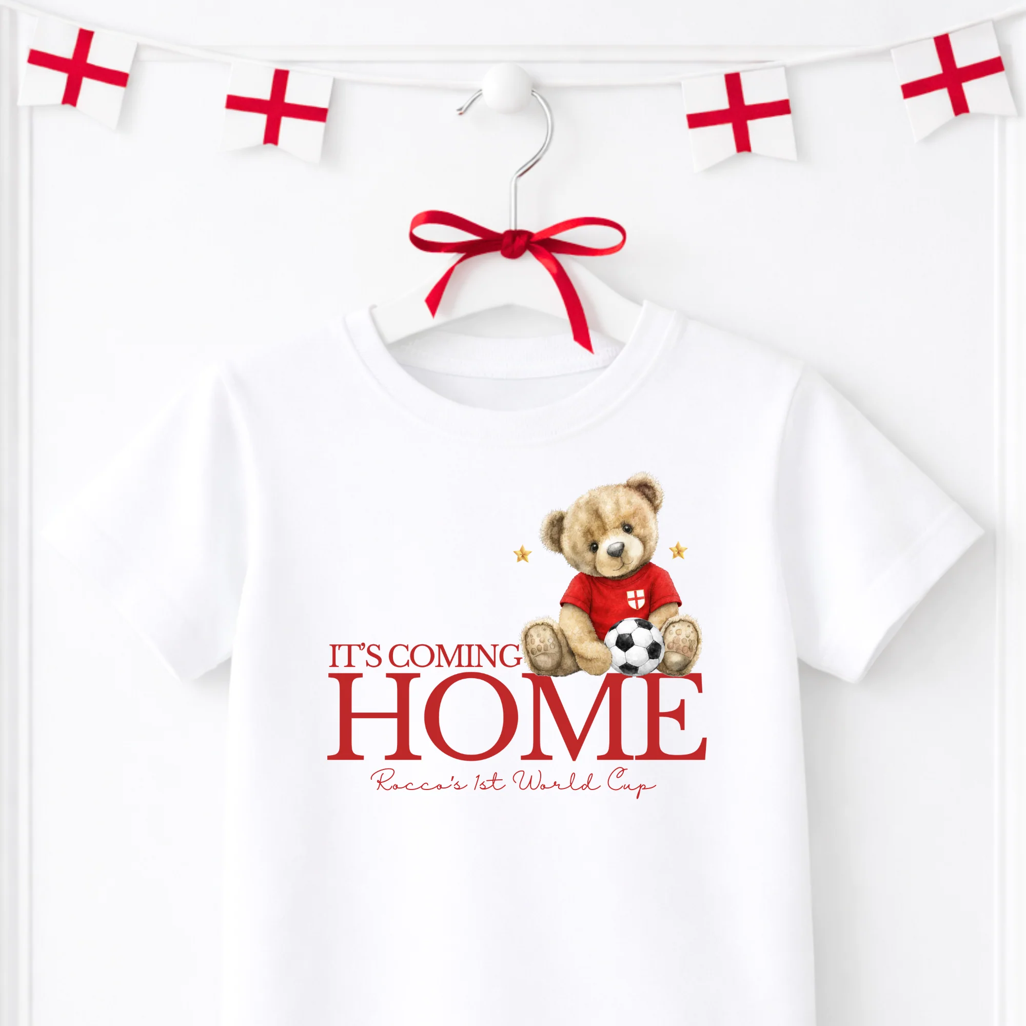 DTF TRANSFER - 2026 WORLD CUP - IT'S COMING HOME SIGNATURE TEDDY - WITHOUT BOWS