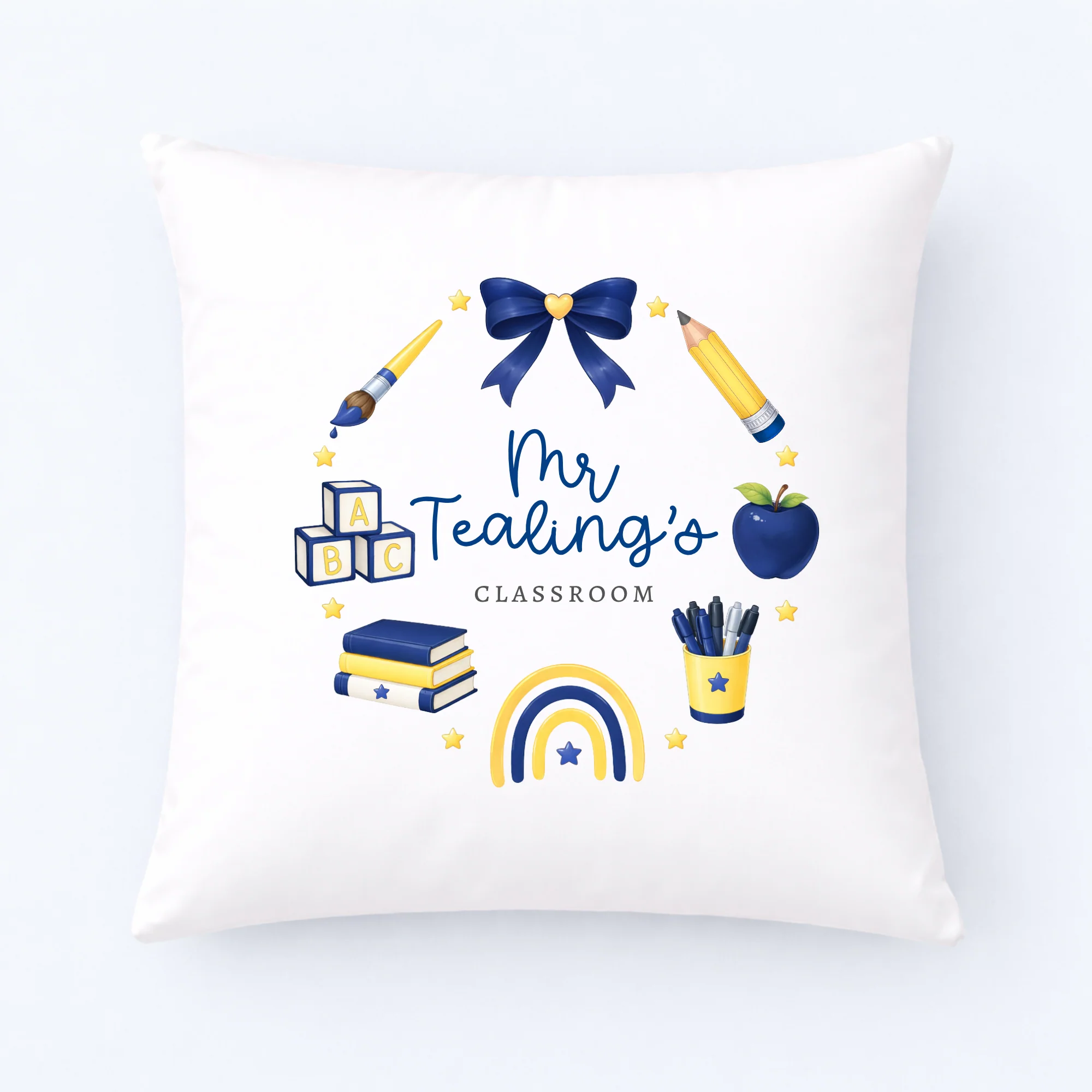 DTF TRANSFER - TEACHER COLLECTION - WREATH - LARGE - NAVY