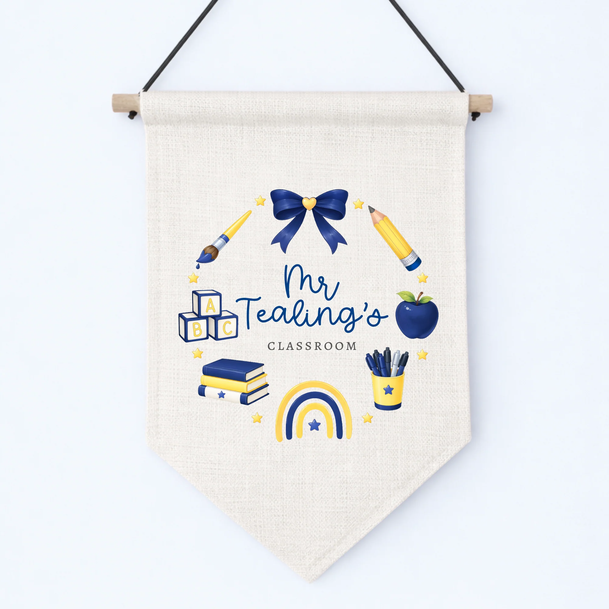 DTF TRANSFER - TEACHER COLLECTION - WREATH - MEDIUM - NAVY