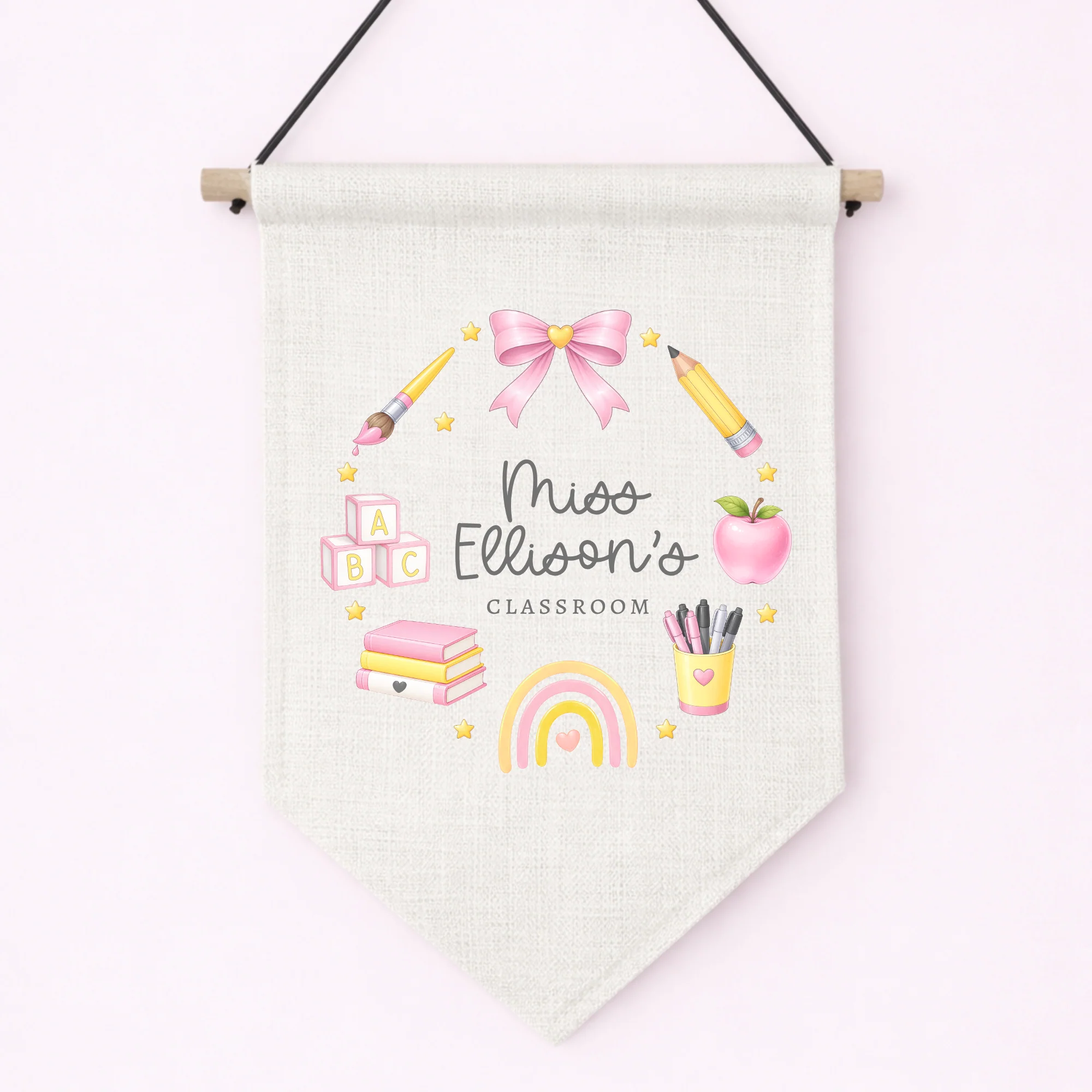 DTF TRANSFER - TEACHER COLLECTION - WREATH - MEDIUM - PINK
