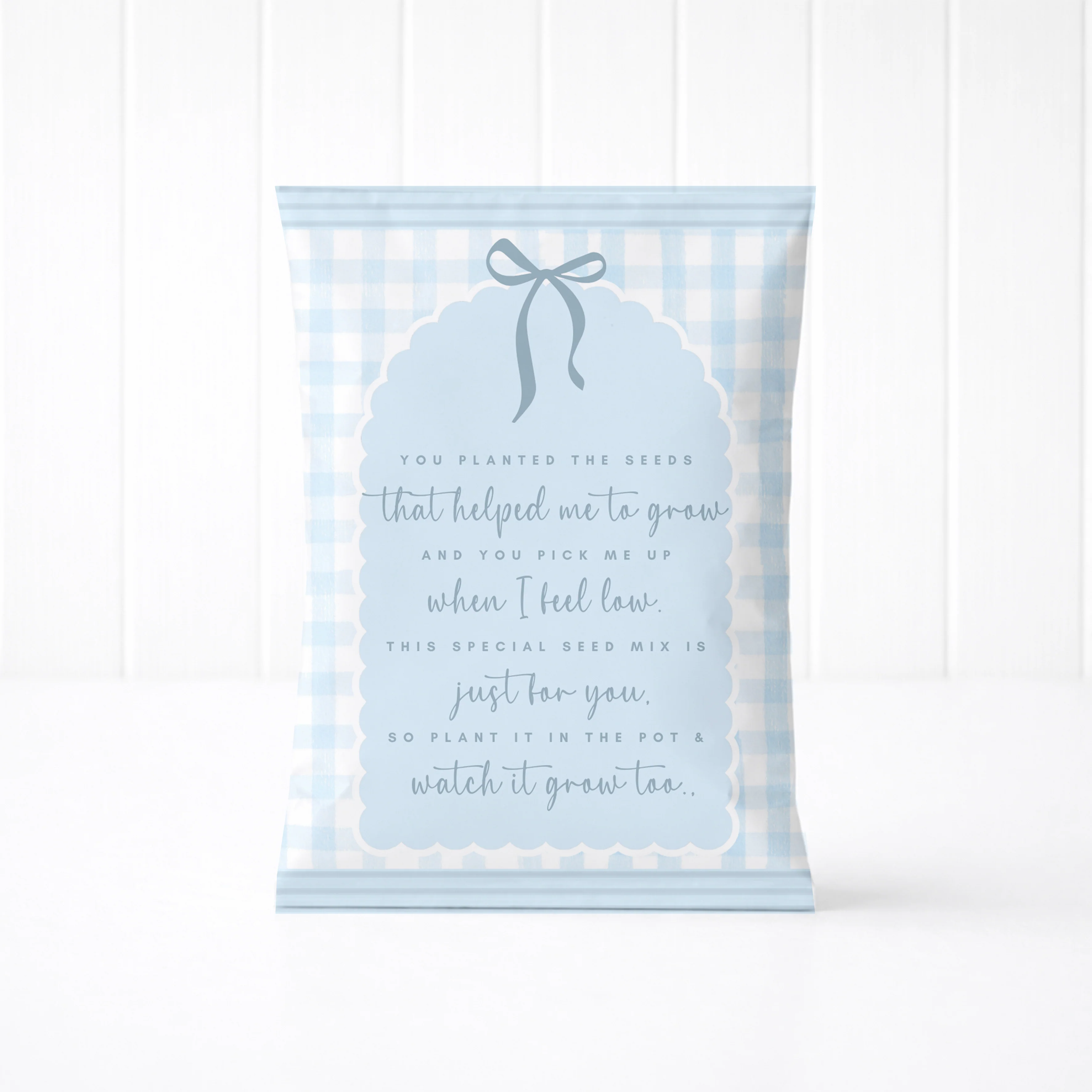 PRINTED RANGE - SEED PACKET - GINGHAM BOW - BLUE