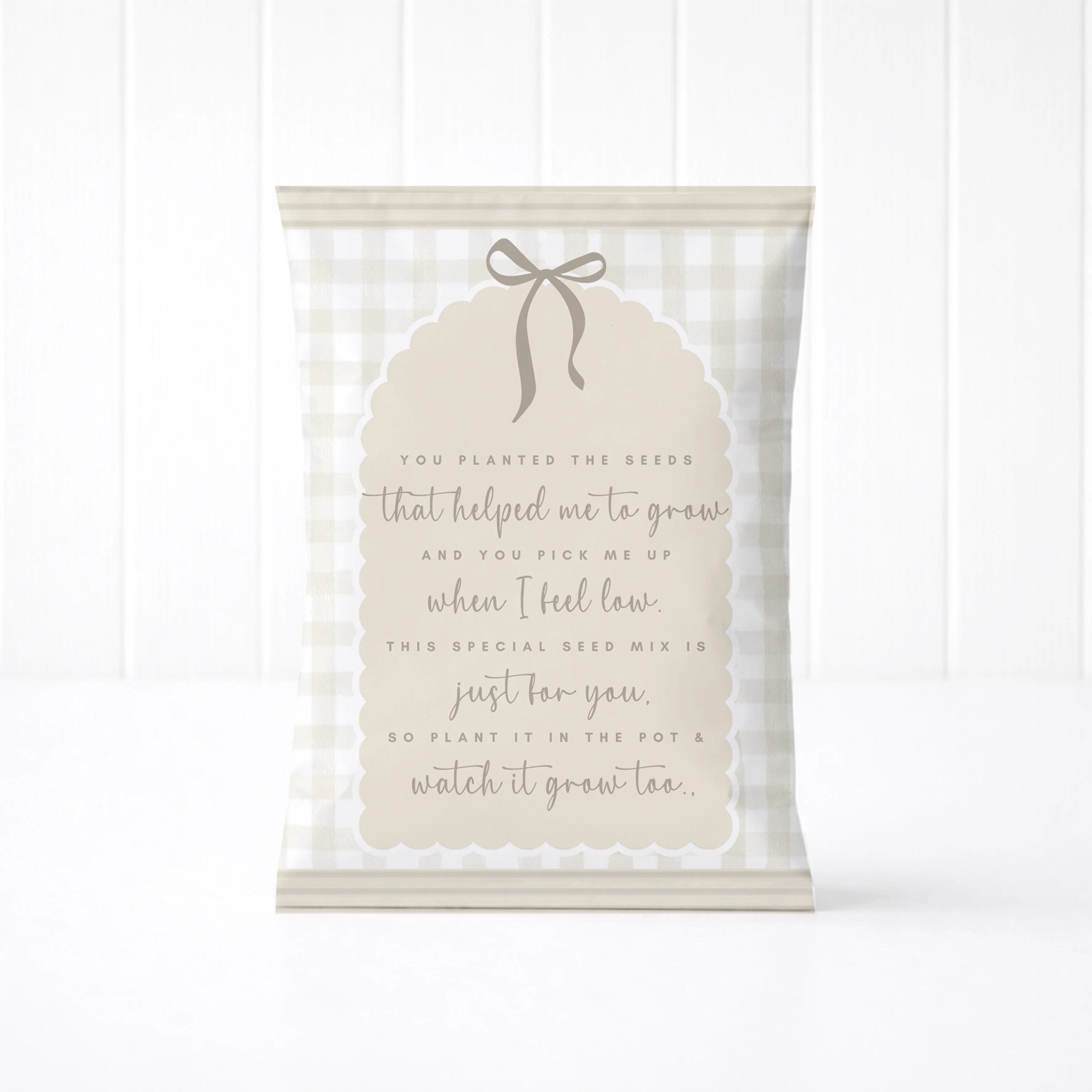 PRINTED RANGE - SEED PACKET - GINGHAM BOW - NEUTRAL