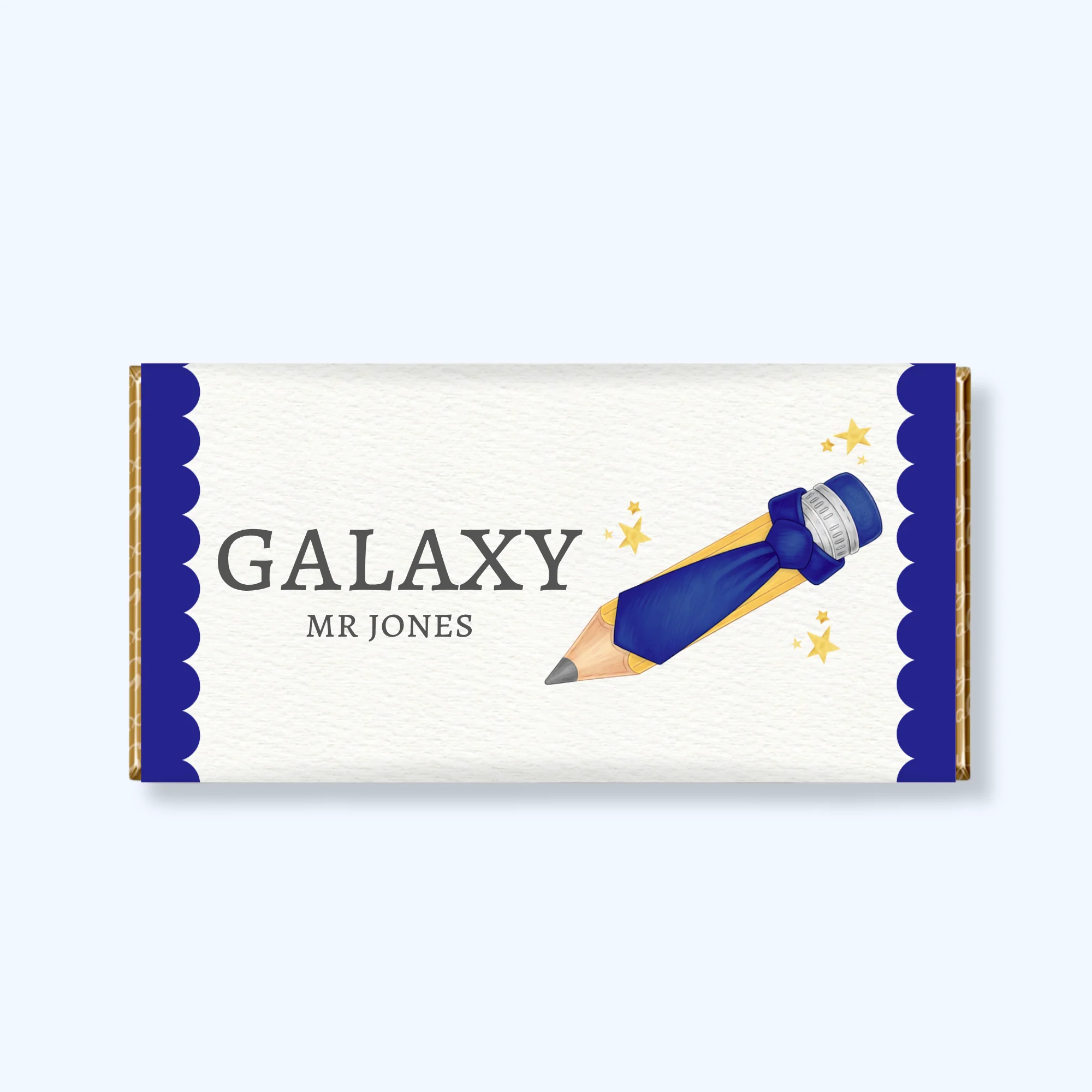 PRINTED RANGE - TEACHER COLLECTION - PENCILS - CHOCOLATE WRAPPER - NAVY