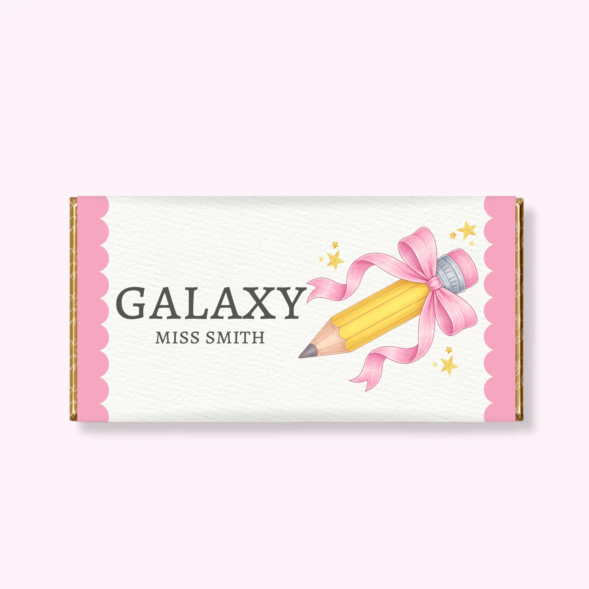 PRINTED RANGE - TEACHER COLLECTION - PENCILS - CHOCOLATE WRAPPER - PINK