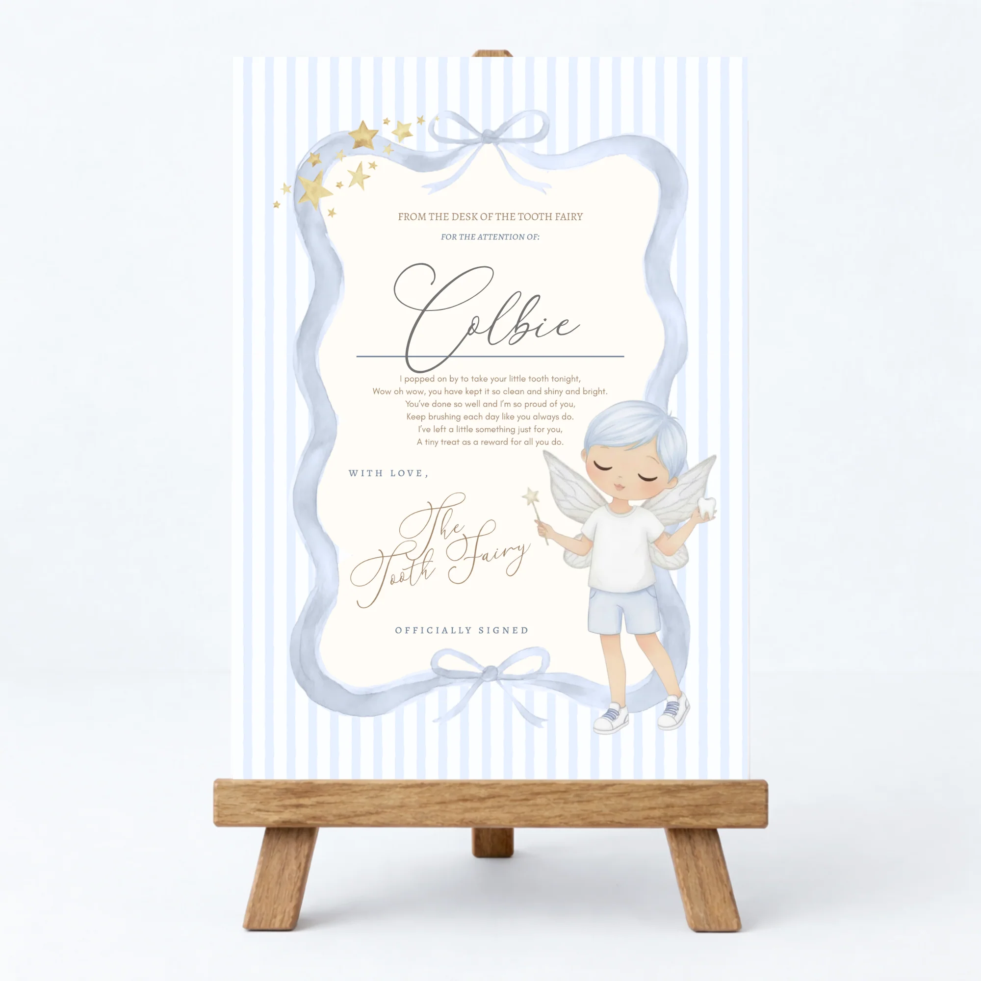 PRINTED RANGE - TOOTH FAIRY CERTIFICATE - BLUE