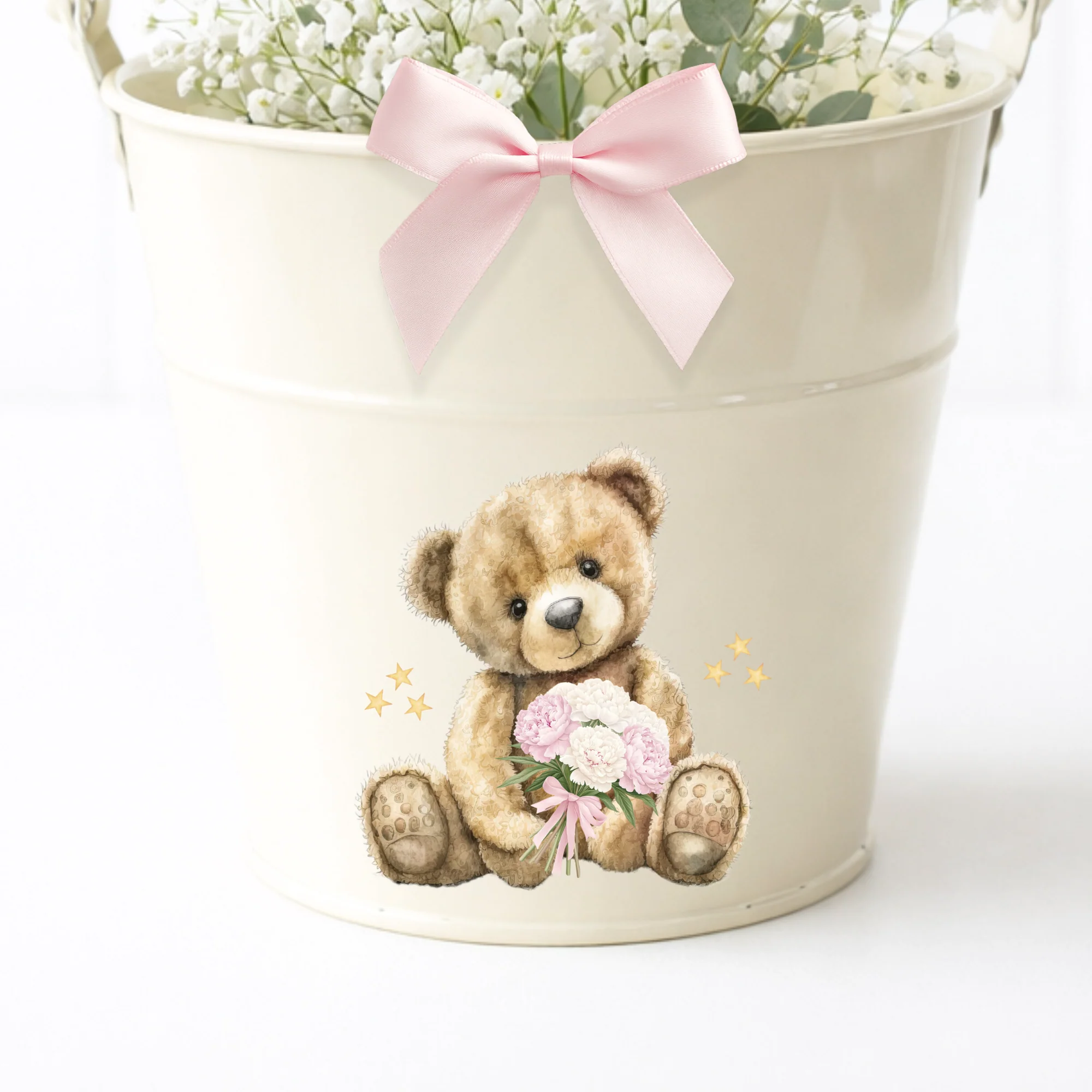 UV-DTF DECAL - PINK BEAR (FOR PLANT POTS)
