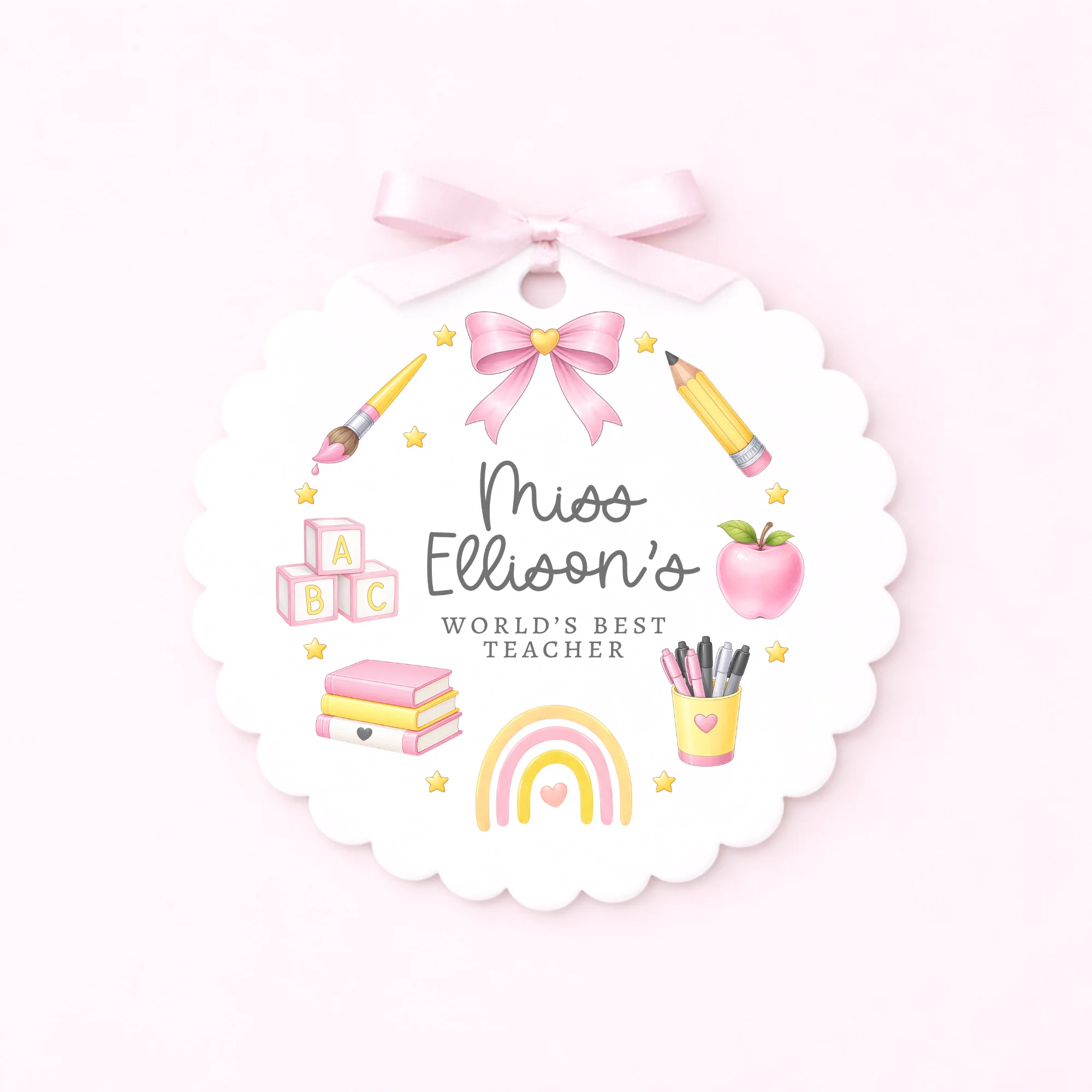 UV-DTF DECAL - TEACHER COLLECTION - WREATH - PINK