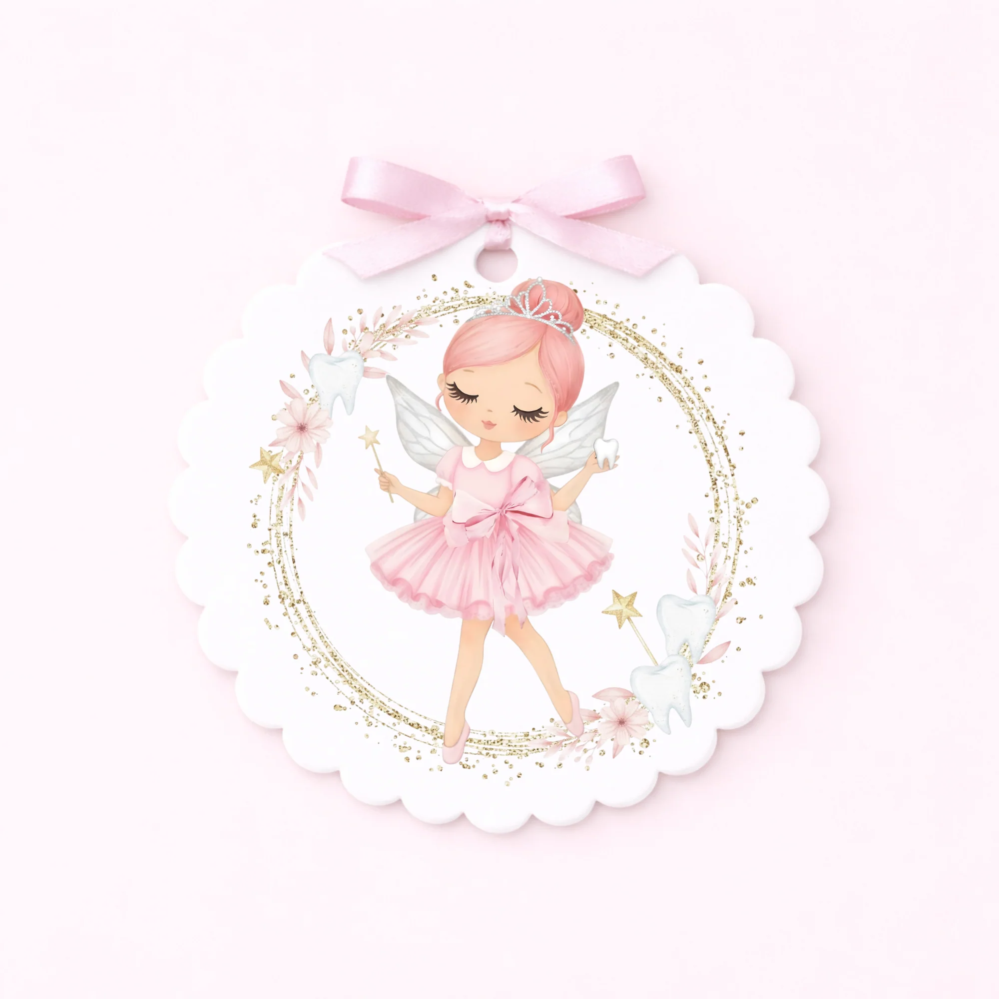 UV-DTF DECAL - TOOTH FAIRY - WREATH - PINK